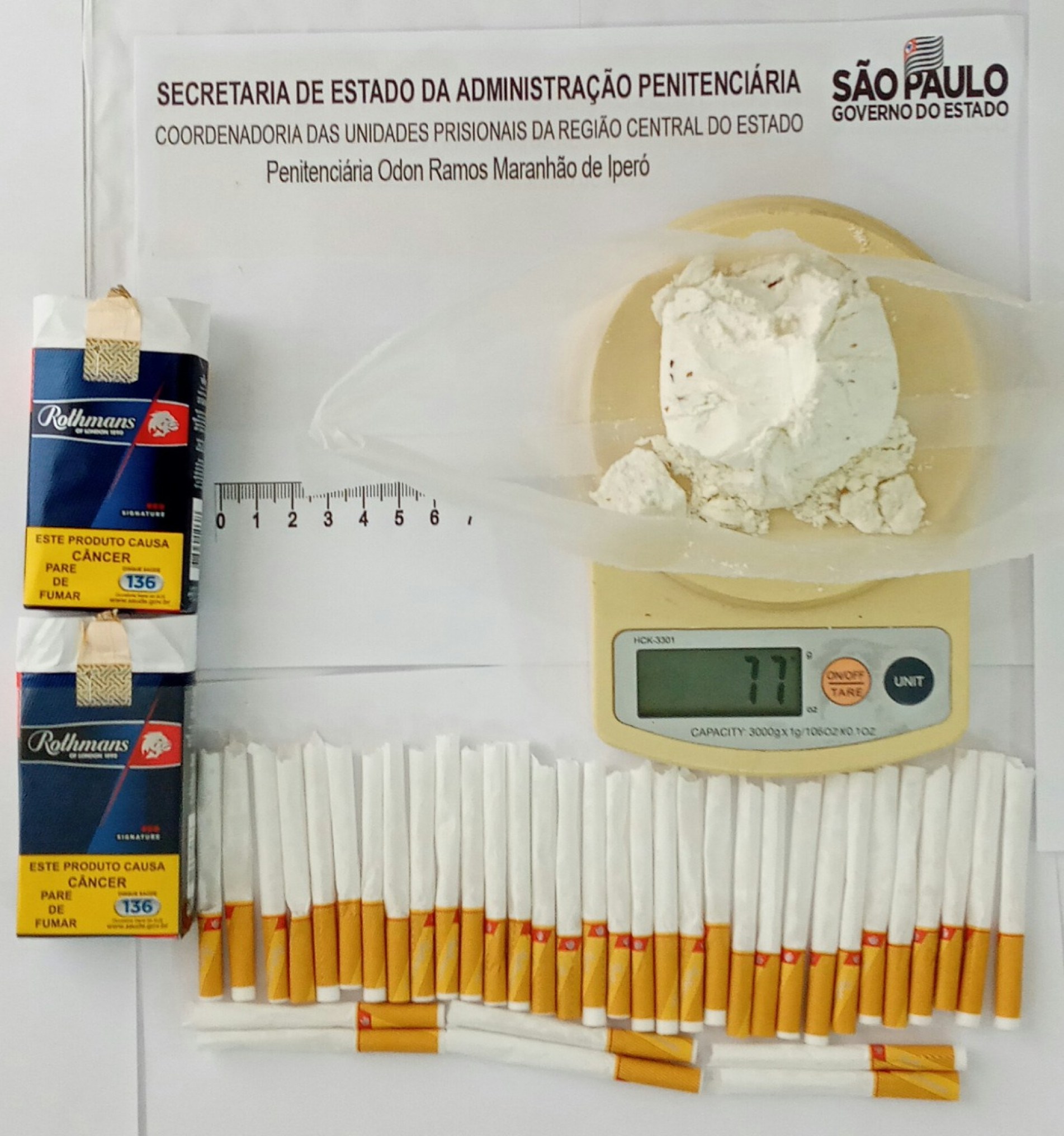 Cocaína escondida dentro de cigarros é apreendida na Penitenciária de Iperó
